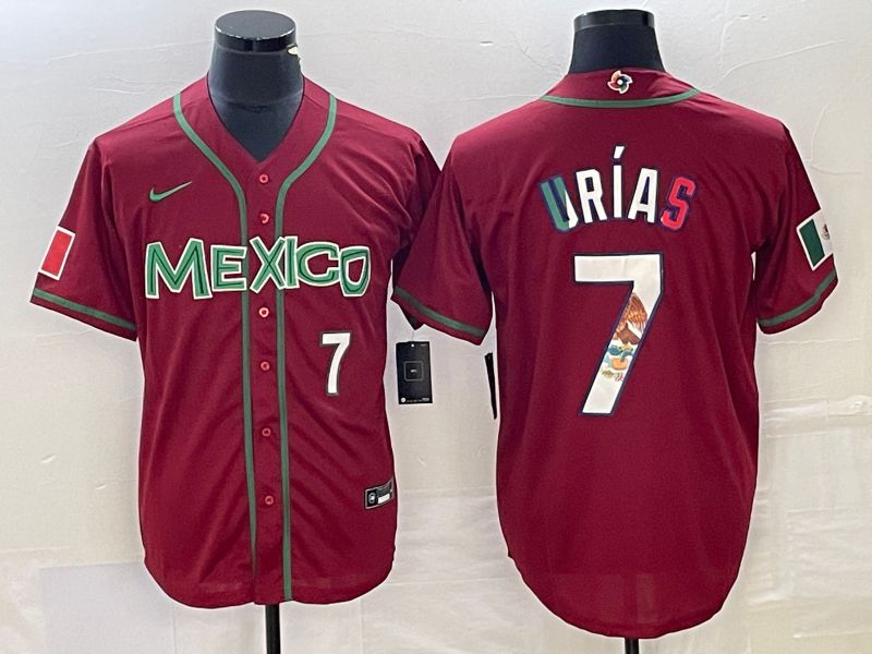 Men 2023 World Cub Mexico #7 Urias Red camo Nike MLB Jersey->more jerseys->MLB Jersey